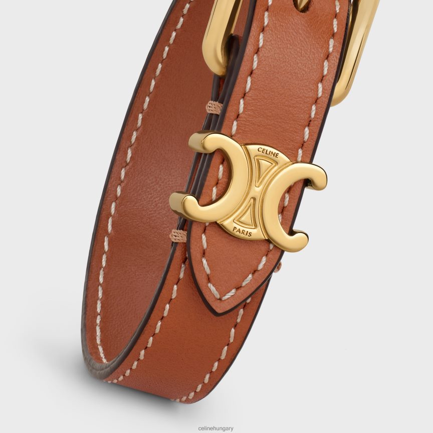 kiegészítők CELINE triomphe karkötő borjúbőrből és sárgarézből arany bevonattal arany/barna nők J6P4881322