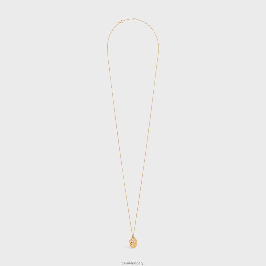 kiegészítők CELINE triomphe népi gyöngy nyaklánc sárgarézből arany bevonattal és gyantagyöngyökkel arany / elefántcsont nők J6P4881295