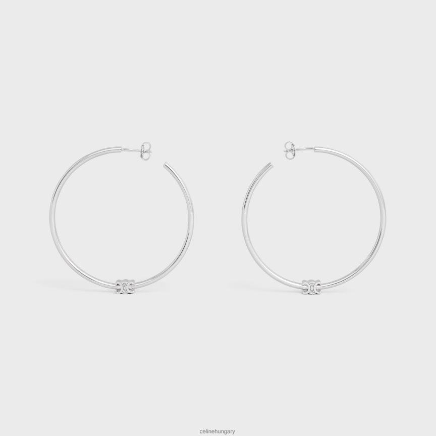kiegészítők CELINE triomphe nagy sárgaréz karikák ródium bevonattal ezüst nők J6P4881261