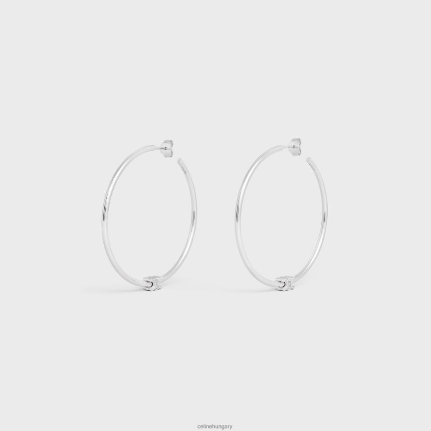 kiegészítők CELINE triomphe nagy sárgaréz karikák ródium bevonattal ezüst nők J6P4881261