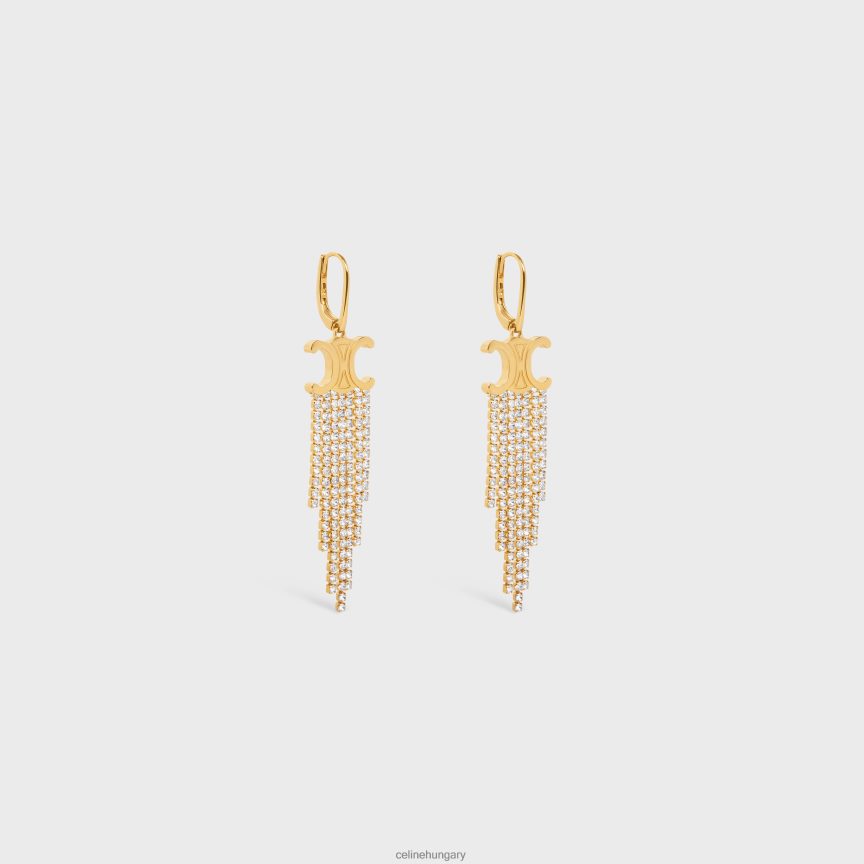 kiegészítők CELINE triomphe rojtos fülbevaló sárgarézből, bevonattal és strasszal Arany nők J6P4881275
