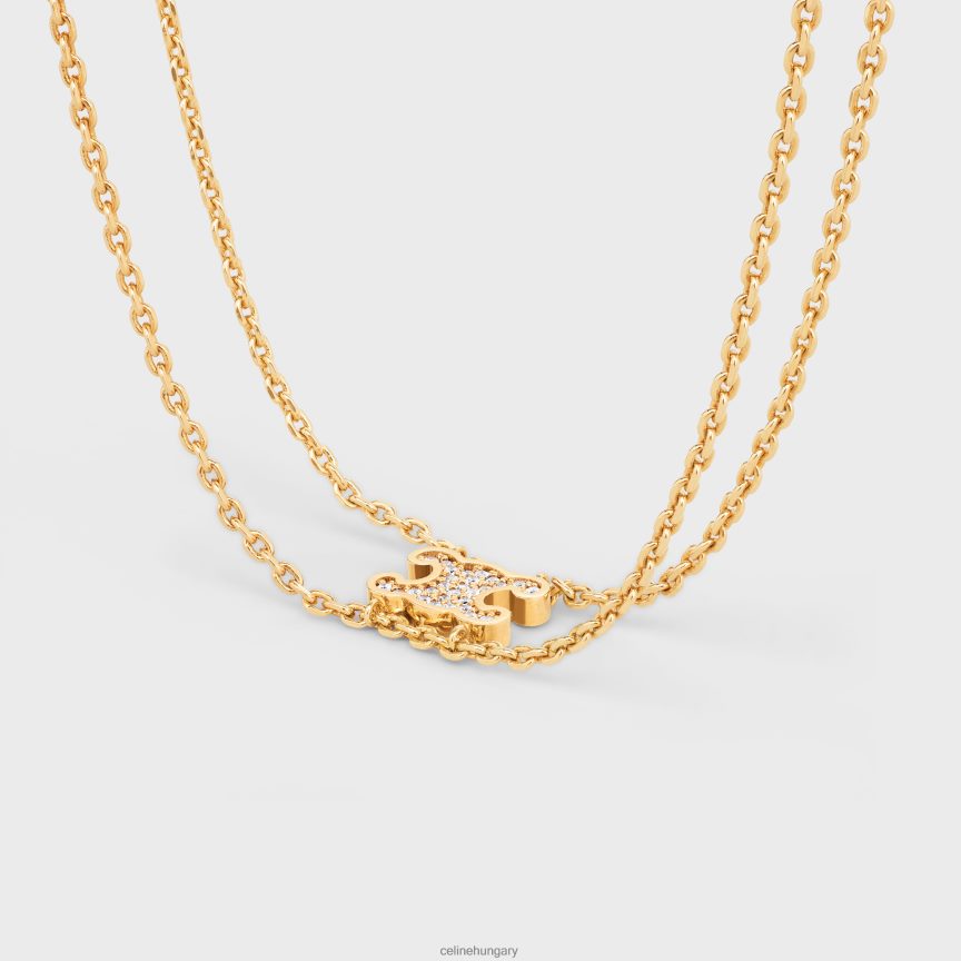 kiegészítők CELINE triomphe strasszkő felfüggesztett sárgaréz karkötő felülettel és kristályokkal Arany nők J6P4881301