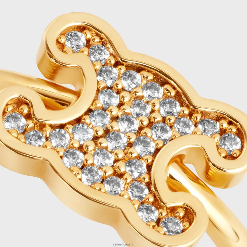 kiegészítők CELINE triomphe strasszkő kis gyűrű sárgarézből, felülettel és kristályokkal Arany nők J6P4881304