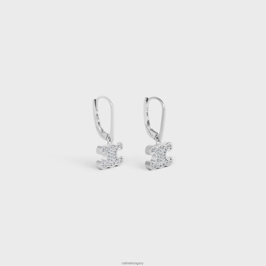 kiegészítők CELINE triomphe strasszos fülbevaló sárgarézből ródium bevonattal és kristályokkal ezüst nők J6P4881303