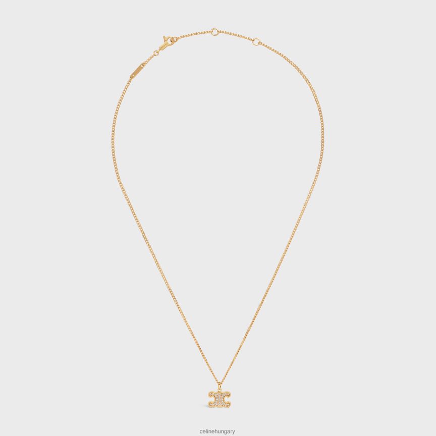 kiegészítők CELINE triomphe strasszos nyaklánc sárgarézből felülettel és kristályokkal Arany nők J6P4881299
