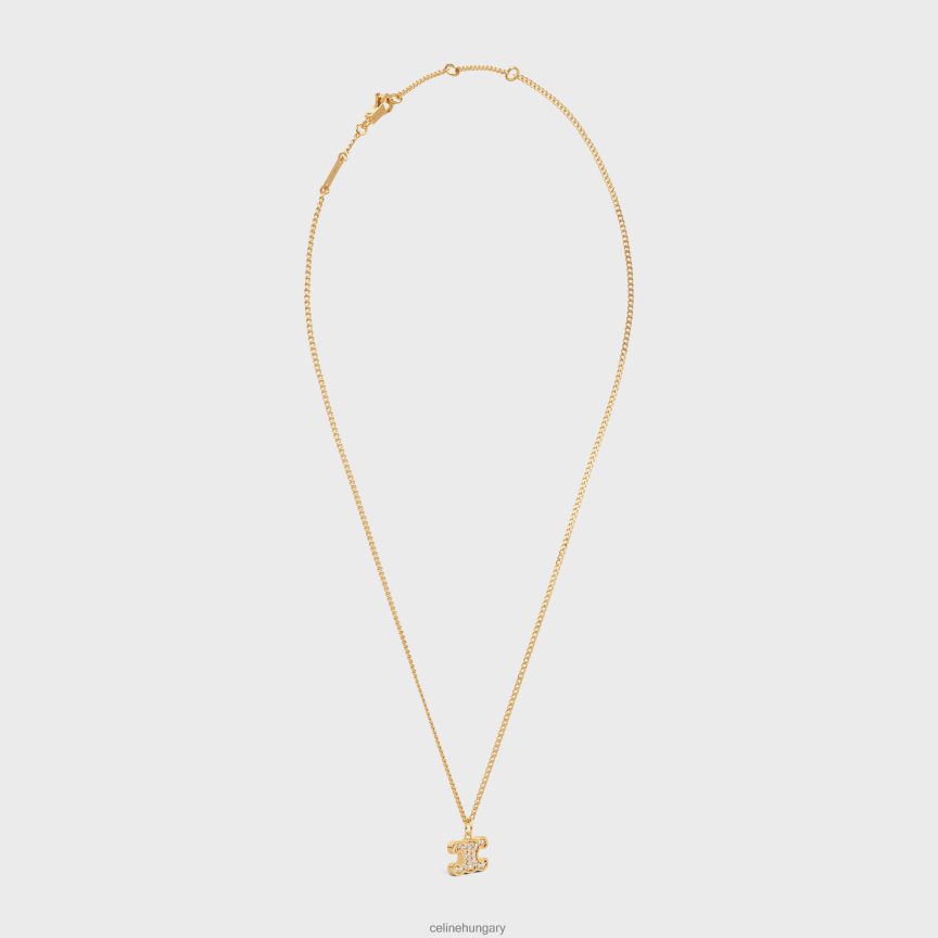 kiegészítők CELINE triomphe strasszos nyaklánc sárgarézből felülettel és kristályokkal Arany nők J6P4881299
