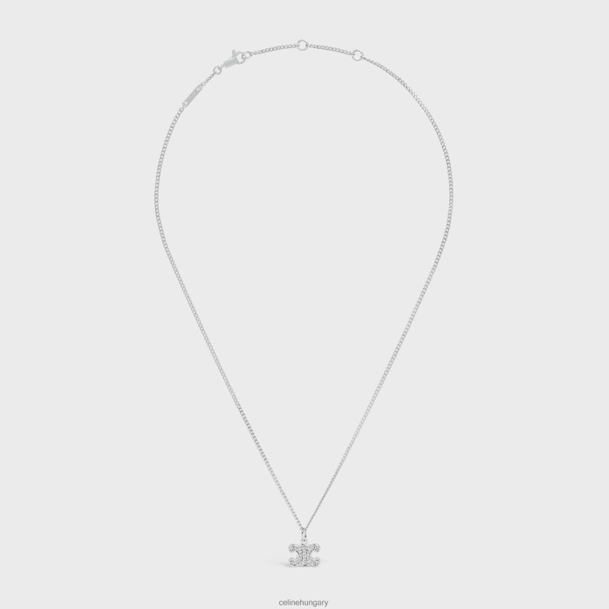 kiegészítők CELINE triomphe strasszos nyaklánc sárgarézből ródium bevonattal és kristályokkal ezüst nők J6P4881300
