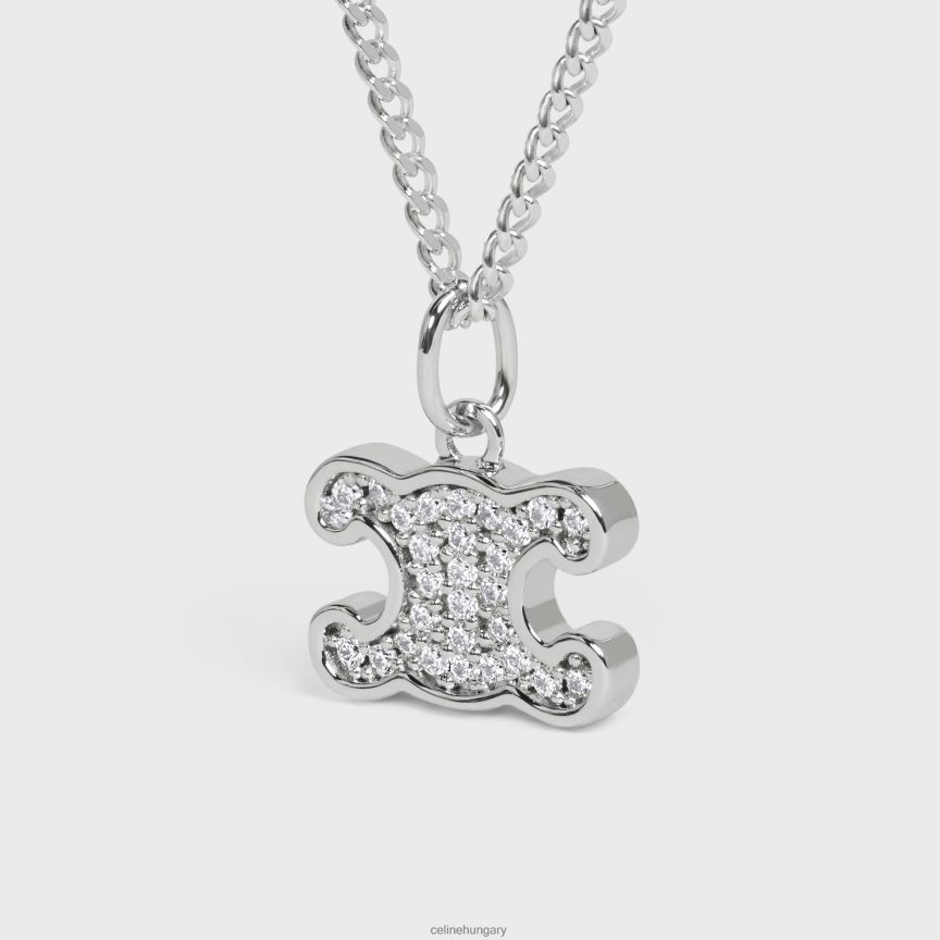 kiegészítők CELINE triomphe strasszos nyaklánc sárgarézből ródium bevonattal és kristályokkal ezüst nők J6P4881300