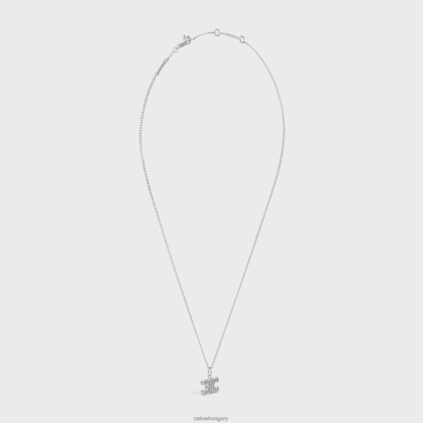 kiegészítők CELINE triomphe strasszos nyaklánc sárgarézből ródium bevonattal és kristályokkal ezüst nők J6P4881300