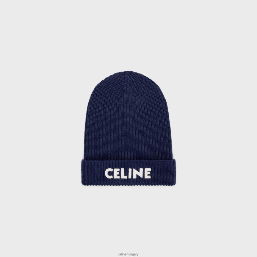 kiegészítők CELINE bordás gyapjú sapka haditengerészet férfiak J6P4882237