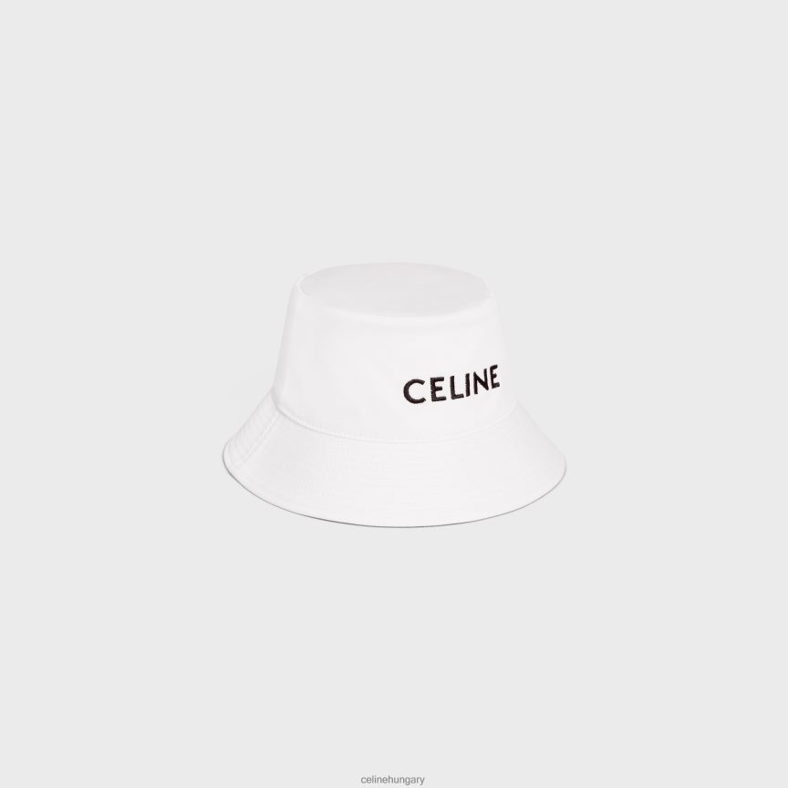 kiegészítők CELINE hímzett vödörsapka pamut gabardinból törtfehér férfiak J6P4882252