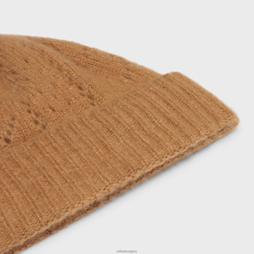 kiegészítők CELINE kasmír és selyem pointelle anyagú sapka teve nők J6P4881176