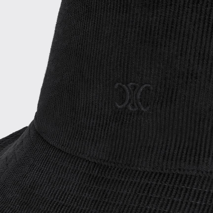 kiegészítők CELINE mini triomphe vödörsapka kordbársonyból fekete férfiak J6P4882182