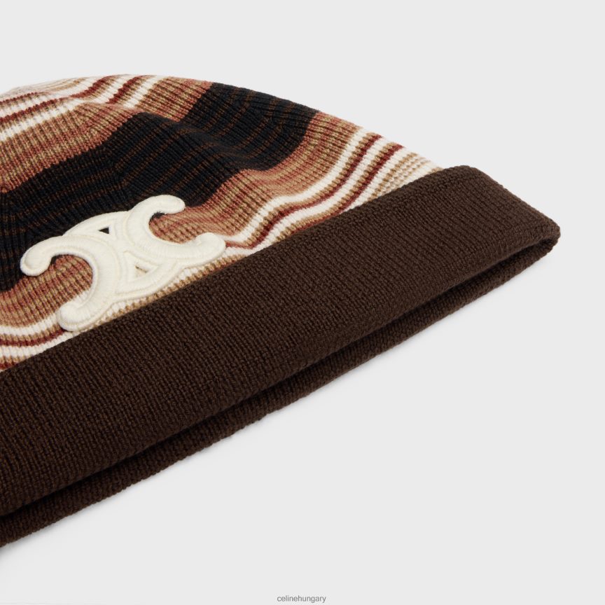kiegészítők CELINE triomphe sapka csíkos gyapjúból világos barna nők J6P4881053