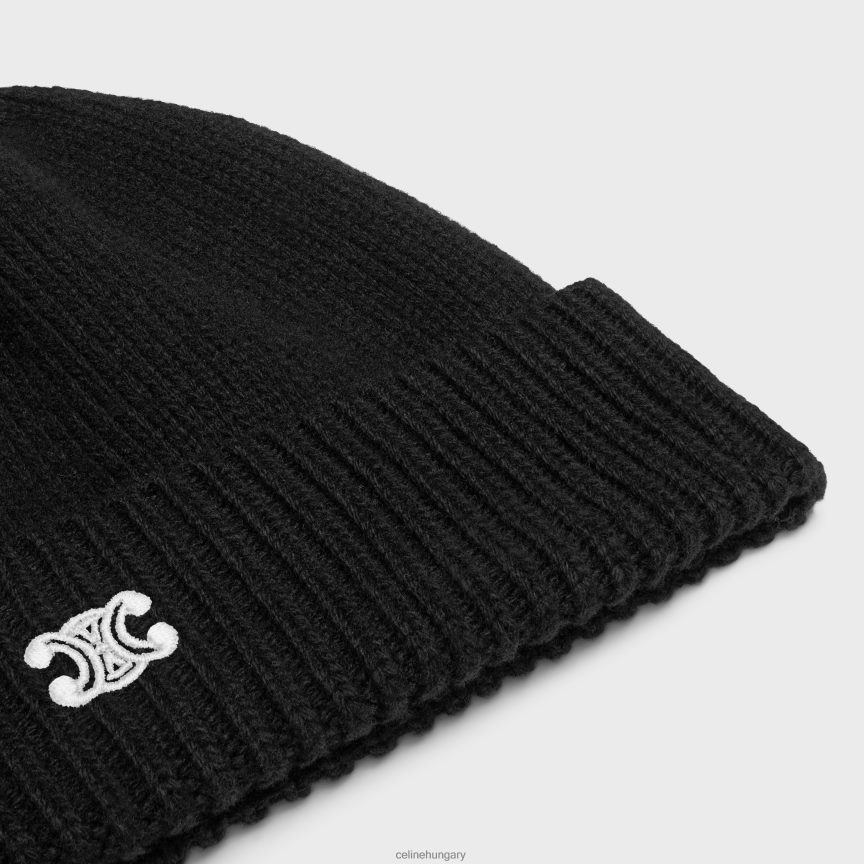 kiegészítők CELINE triomphe sapka gyapjúból és kasmírból fekete/törtfehér férfiak J6P4882234