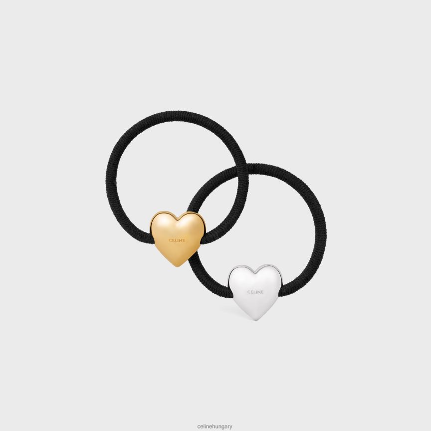 kiegészítők CELINE coeur triomphe gumiszalag készlet sárgarézből arany és ródium bevonattal, nylonnal és gumival fekete/arany/ezüst nők J6P4881055