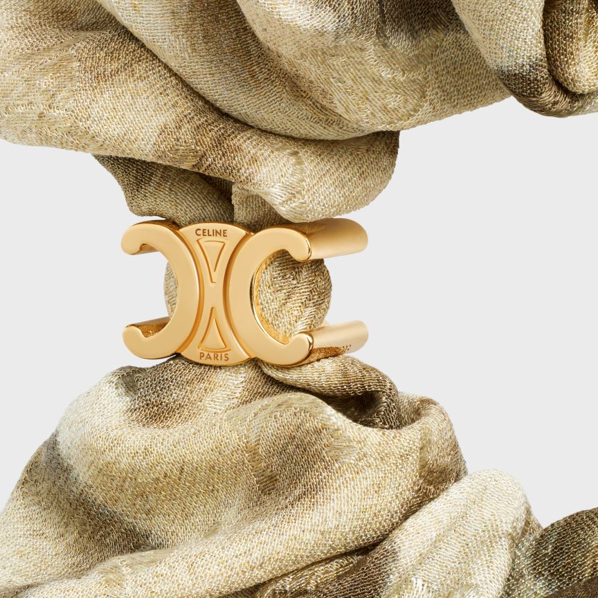 kiegészítők CELINE ropogós leopárd selyemből és sárgarézből, arany bevonattal bézs/arany nők J6P4881235