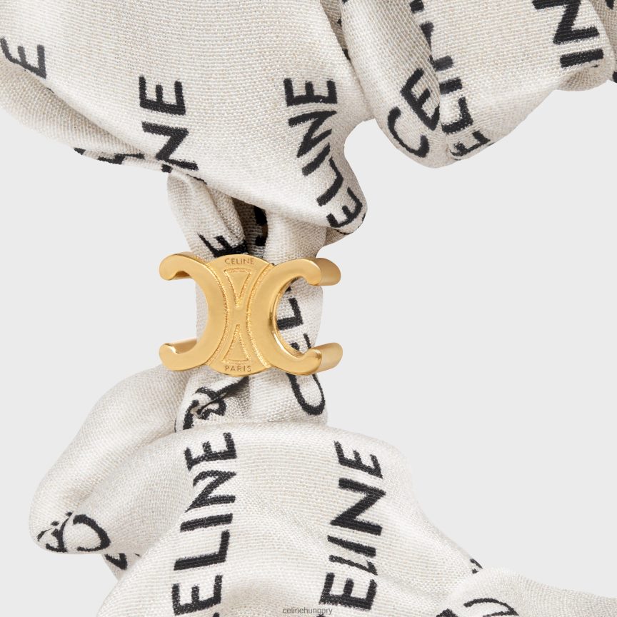 kiegészítők CELINE ropogós rayure selyem sárgaréz felülettel arany és fehér nők J6P4881236