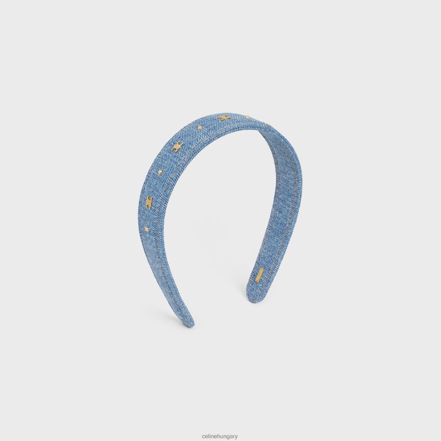 kiegészítők CELINE triomphe fejpánt pamutból és sárgarézből, arany bevonattal kék/arany nők J6P4881250