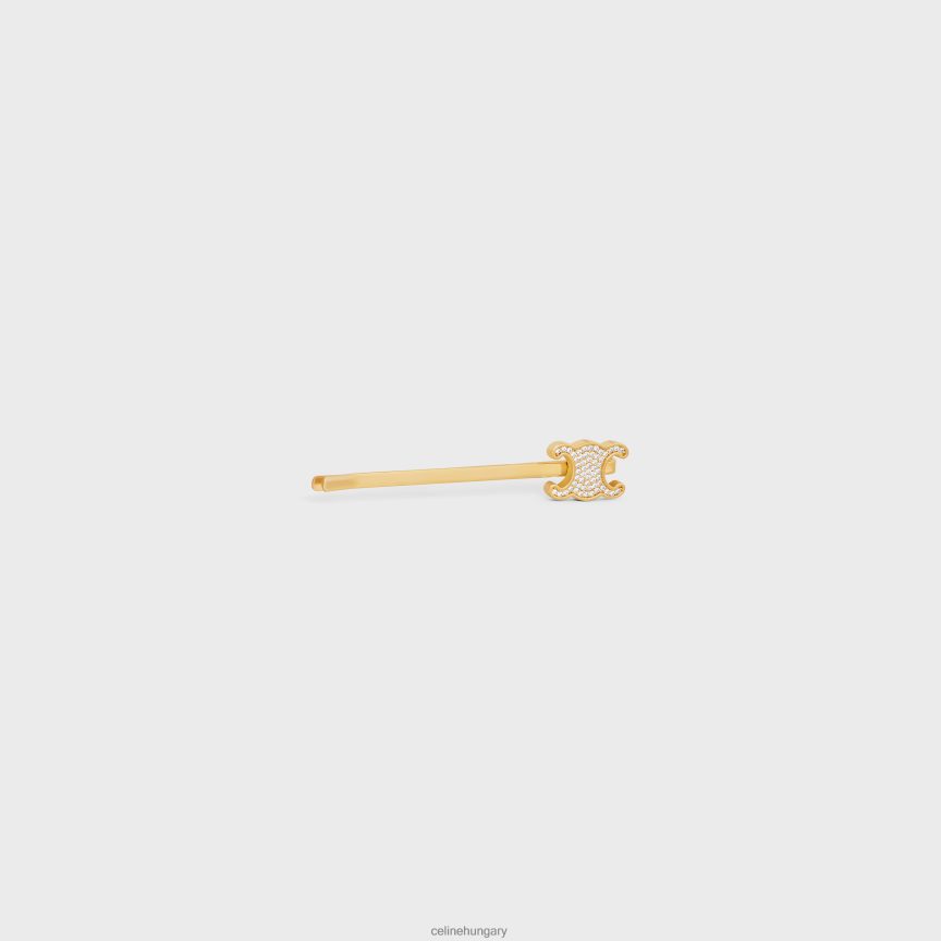 kiegészítők CELINE triomphe hajcsúszda sárgaréz felülettel és kristályokkal Arany nők J6P4881245