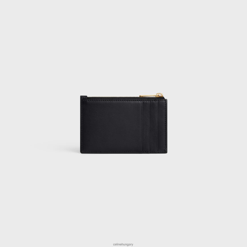 kiegészítők CELINE cipzáras kártyatartó cuir triomphe fényes borjúbőrből fekete nők J6P488499