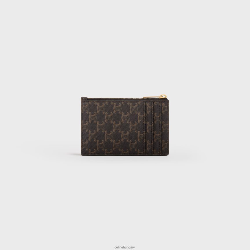 kiegészítők CELINE cipzáras kártyatartó triumph vászonból és báránybőrből Cser nők J6P488505