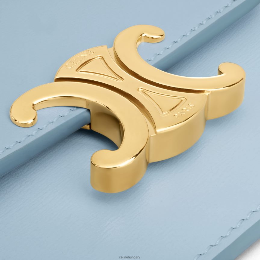 kiegészítők CELINE fényes borjúbőrből készült kártyatartó triumfával Halványkék nők J6P488416