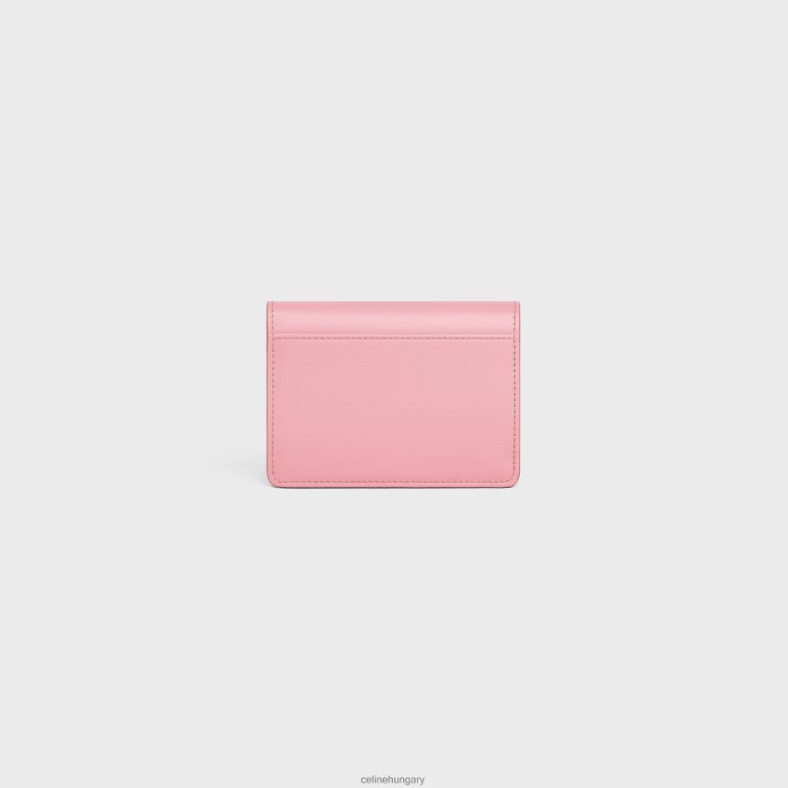 kiegészítők CELINE fényes borjúbőrből készült kártyatartó triumfával rózsa nők J6P488417