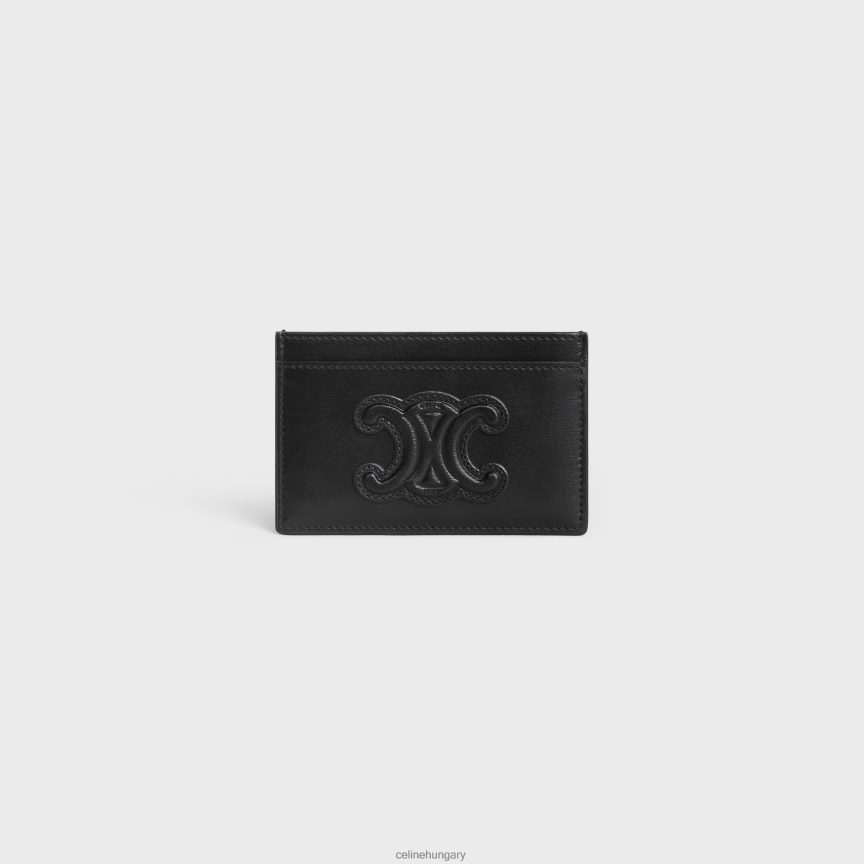 kiegészítők CELINE kártyatartó cuir triomphe fényes borjúbőrből fekete nők J6P488429