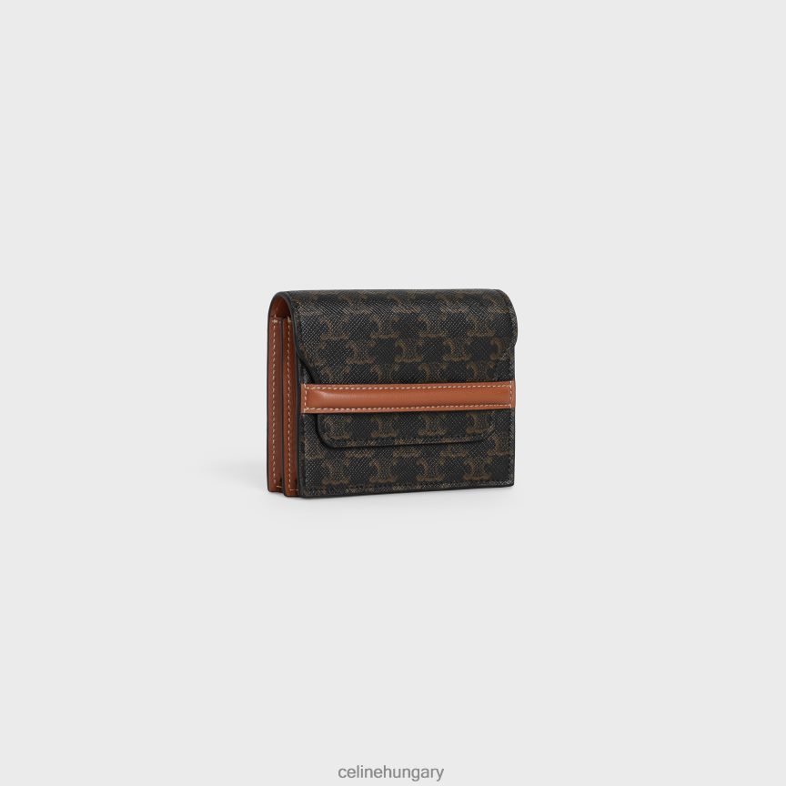 kiegészítők CELINE névjegykártyatartó triumf vászonból és báránybőrből Cser nők J6P488501