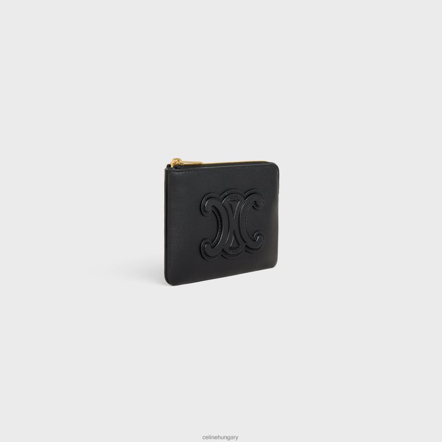 kiegészítők CELINE érme- és kártyatasak cuir triomphe sima borjúbőrből fekete nők J6P488495