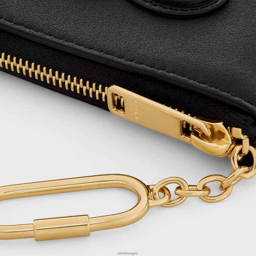kiegészítők CELINE érme- és kártyatasak cuir triomphe sima borjúbőrből fekete nők J6P488495