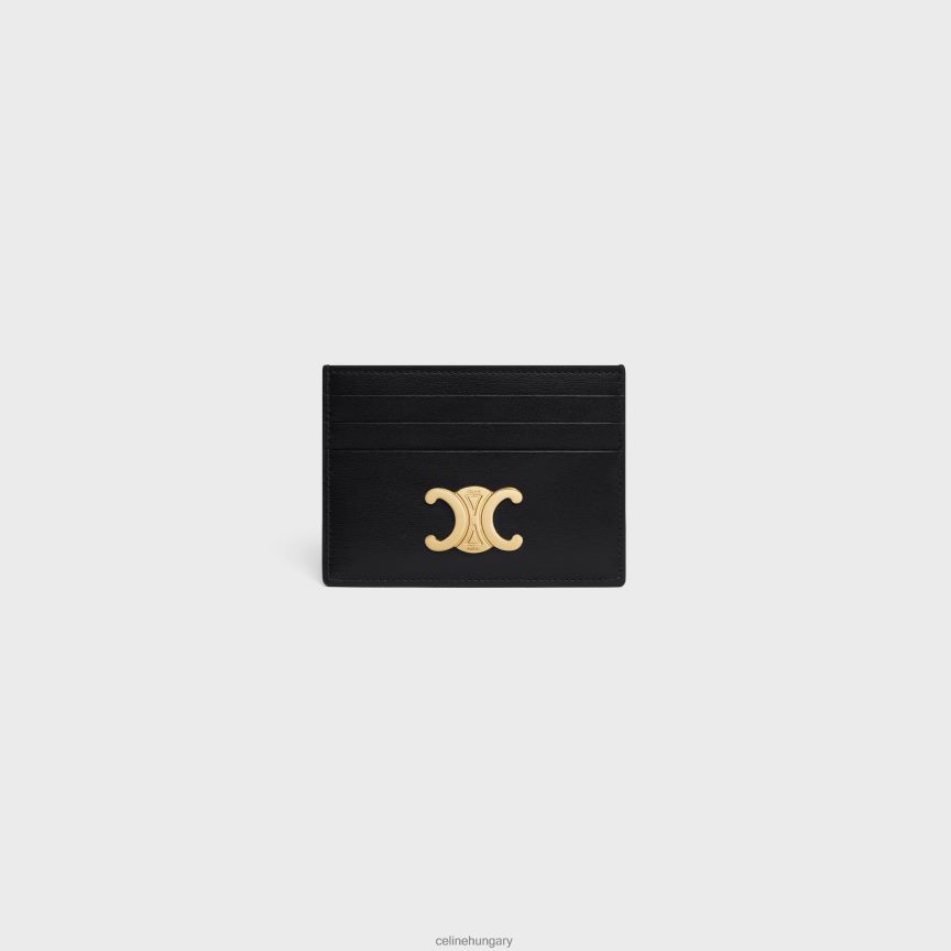 kiegészítők CELINE triomphe kártyatartó fényes borjúbőrből fekete nők J6P488486