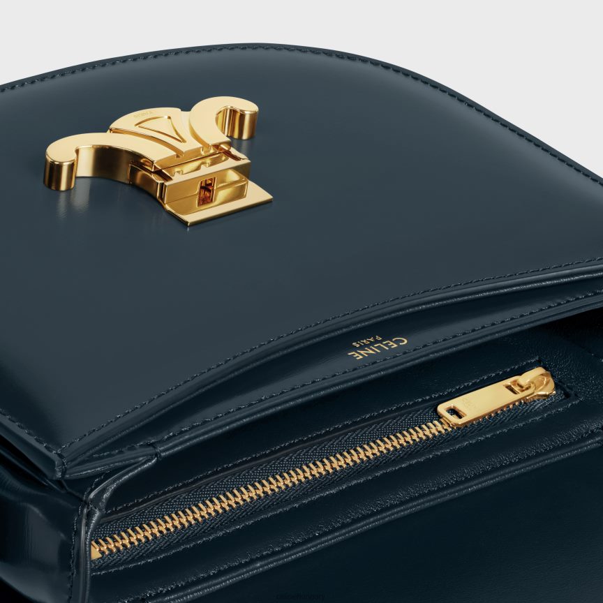 kiegészítők CELINE besace clea fényes borjúbőrből sötétkék nők J6P488172