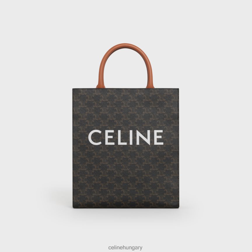 kiegészítők CELINE függőleges kis cabas triomphe vászonból és borjúbőrből Cser nők J6P488237