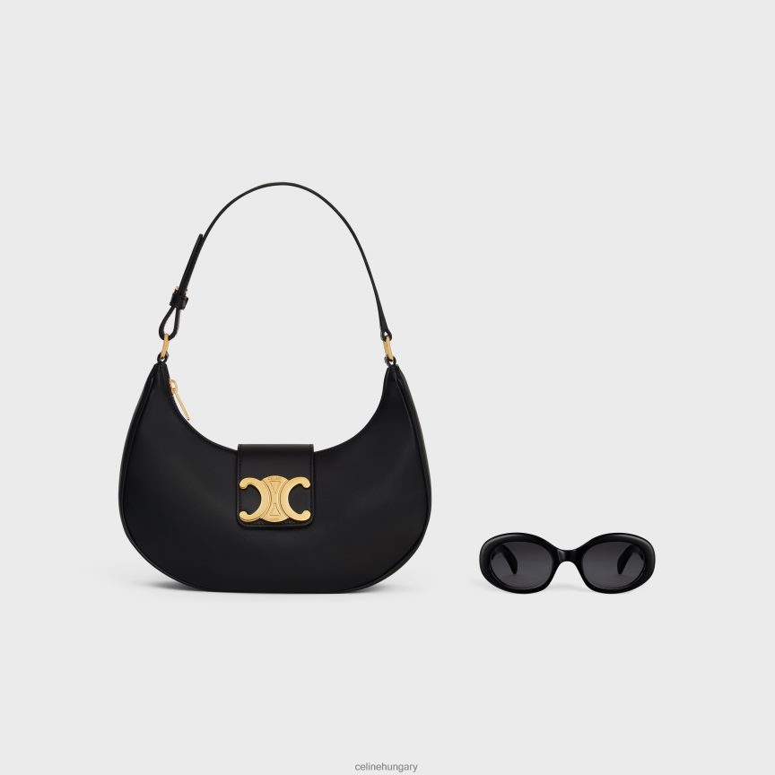 kiegészítők CELINE közepes ava triomphe táska sima borjúbőrből fekete nők J6P488153
