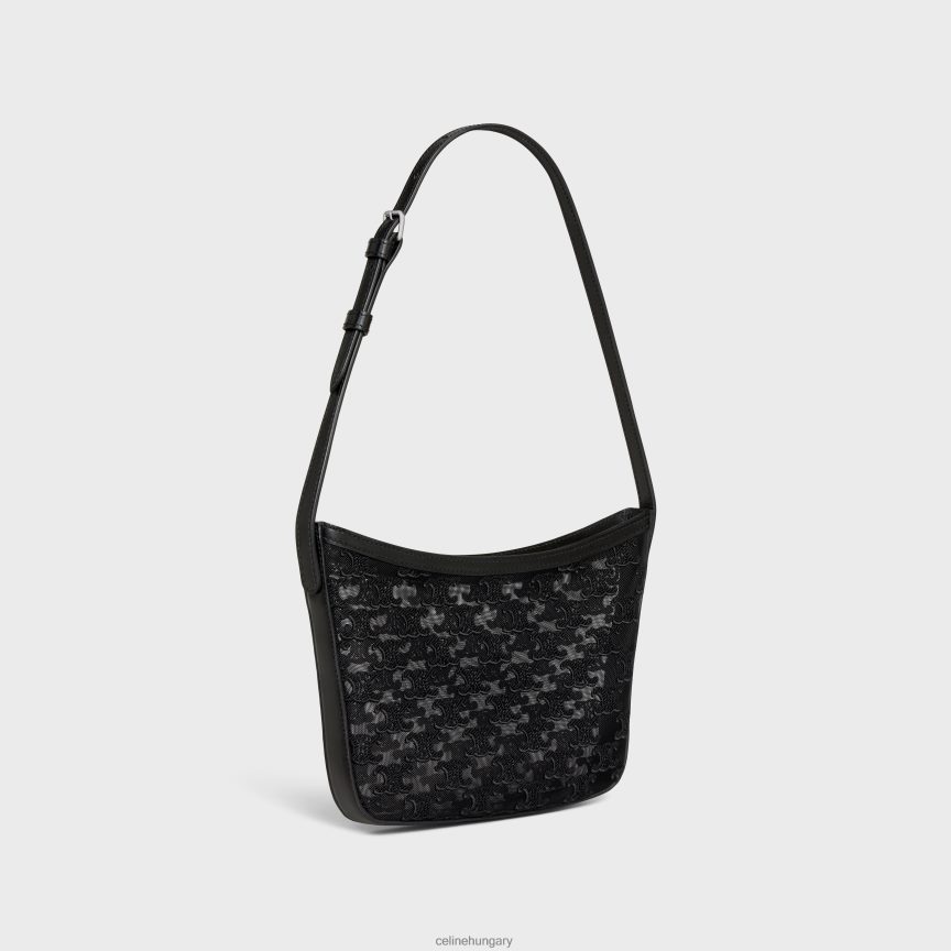 kiegészítők CELINE közepes croque táska tüll textilből triumph hímzéssel fekete nők J6P48840