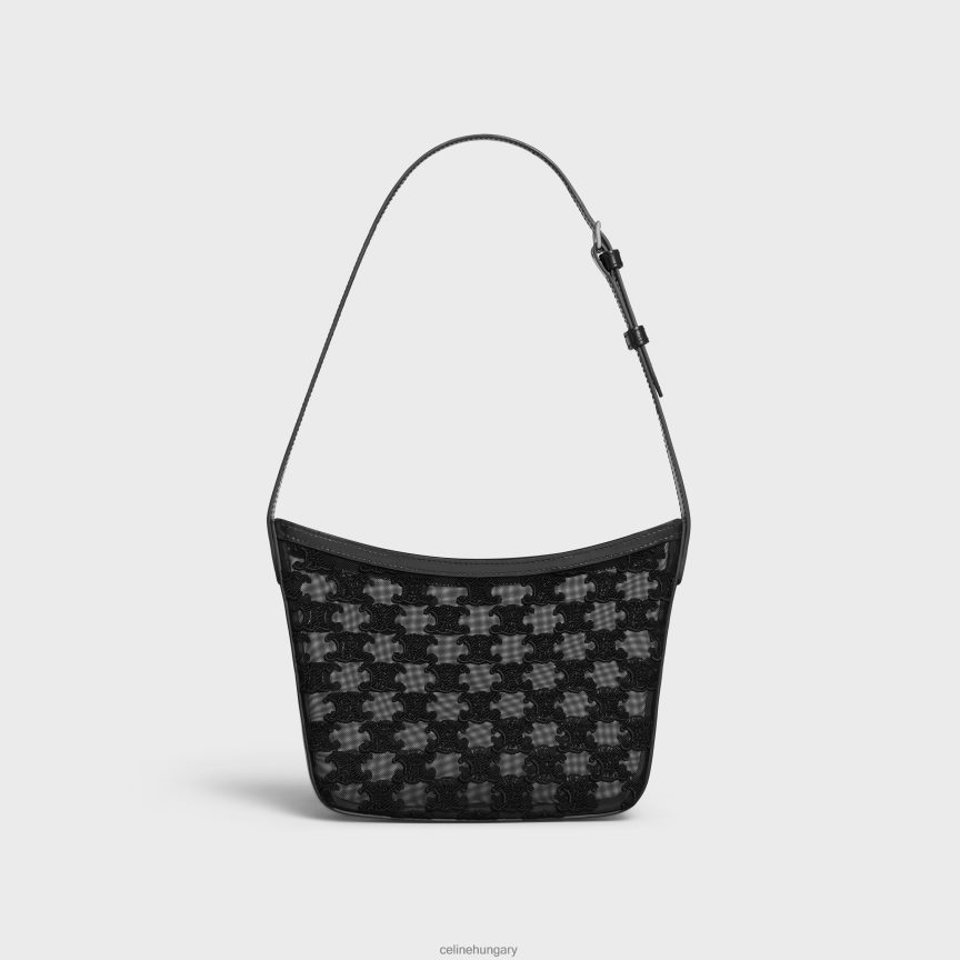 kiegészítők CELINE közepes croque táska tüll textilből triumph hímzéssel fekete nők J6P48840