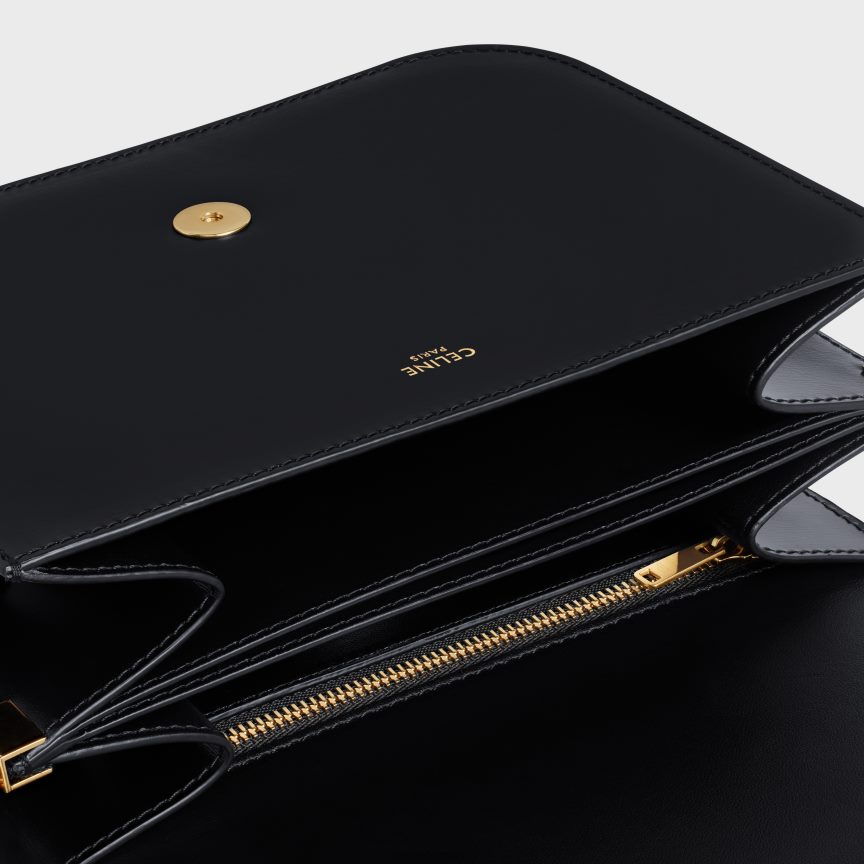 kiegészítők CELINE közepes egyetemi táska fényes borjúbőrből fekete nők J6P488277