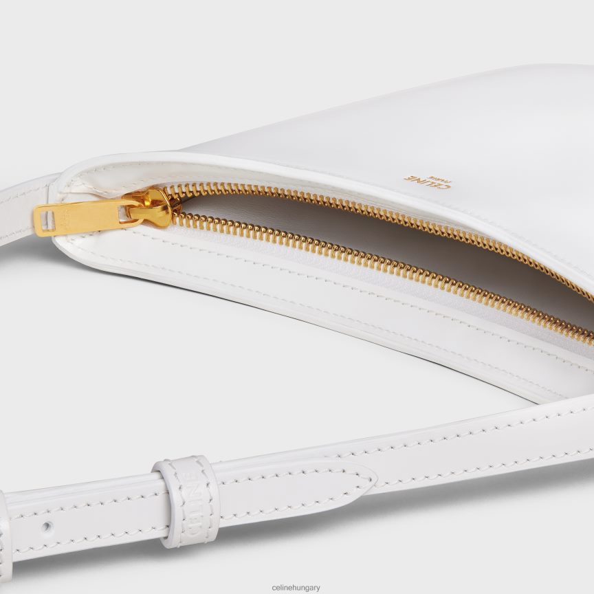 kiegészítők CELINE közepes kroktáska fényes borjúbőrből sarkvidéki fehér nők J6P488297
