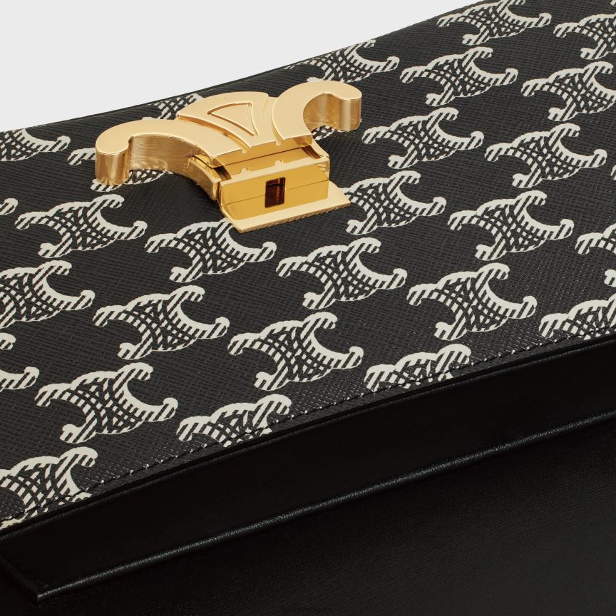 kiegészítők CELINE közepes lola táska triomphe vászon kéttónusú fekete nők J6P48819