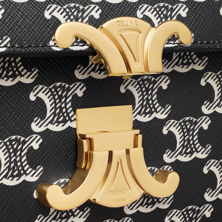 kiegészítők CELINE közepes lola táska triomphe vászon kéttónusú fekete nők J6P48819