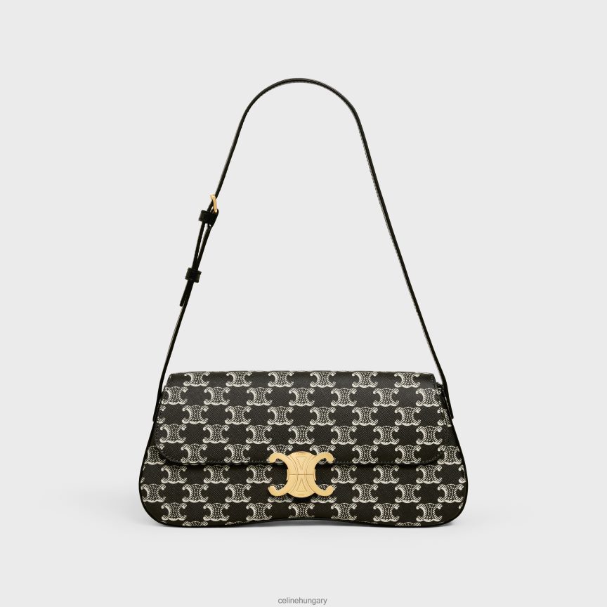 kiegészítők CELINE közepes lola táska triomphe vászon kéttónusú fekete nők J6P48819