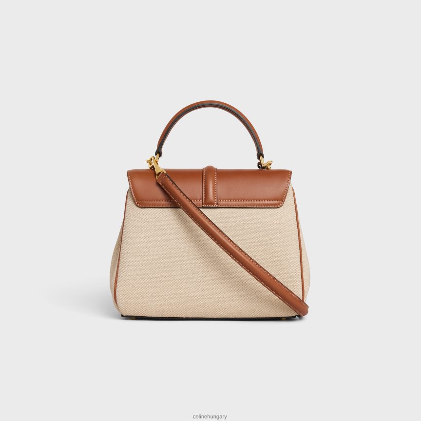 kiegészítők CELINE kis 16 táska textilből és természetes borjúbőrből természetes/barna nők J6P488128
