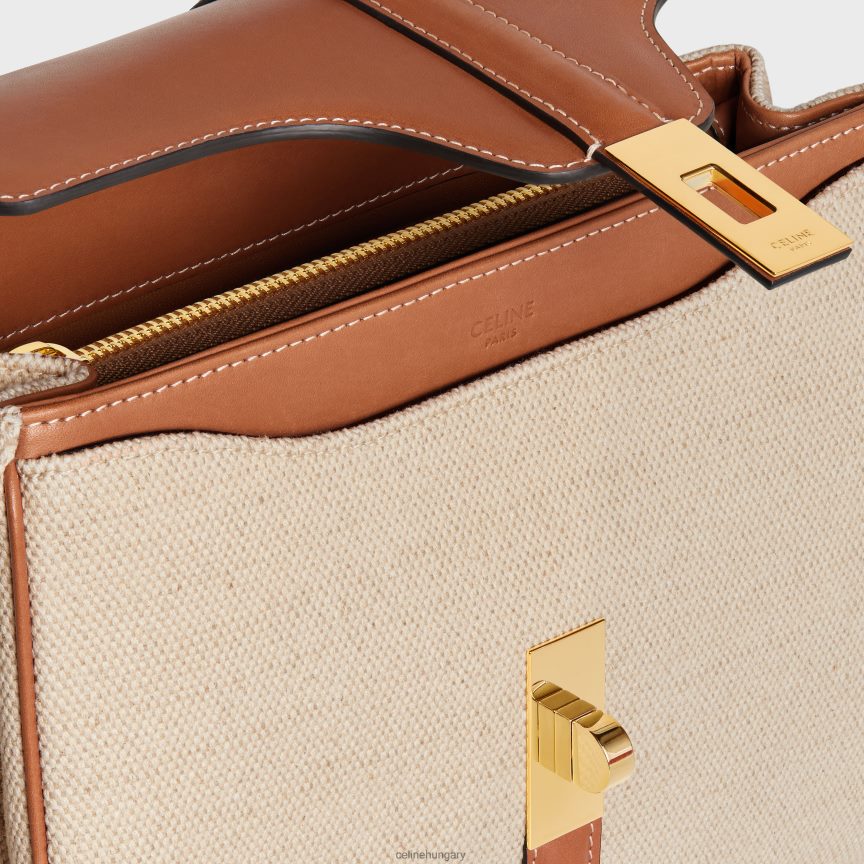 kiegészítők CELINE kis 16 táska textilből és természetes borjúbőrből természetes/barna nők J6P488128