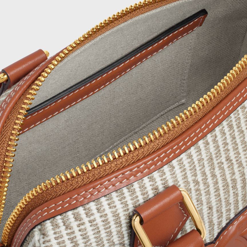 kiegészítők CELINE kis boston cuir triomphe csíkos textilből és borjúbőrből bézs nők J6P488208