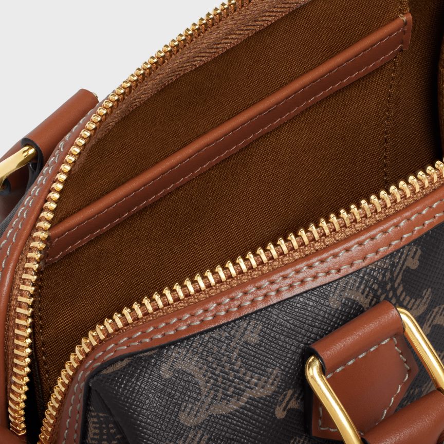 kiegészítők CELINE kis boston cuir triomphe triomphe vászonból és borjúbőrből Cser nők J6P488207