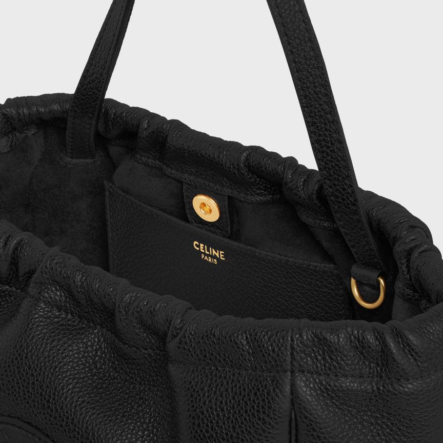 kiegészítők CELINE kis cabas húzózsinór cuir triomphe szemcsés borjúbőrből fekete nők J6P48880