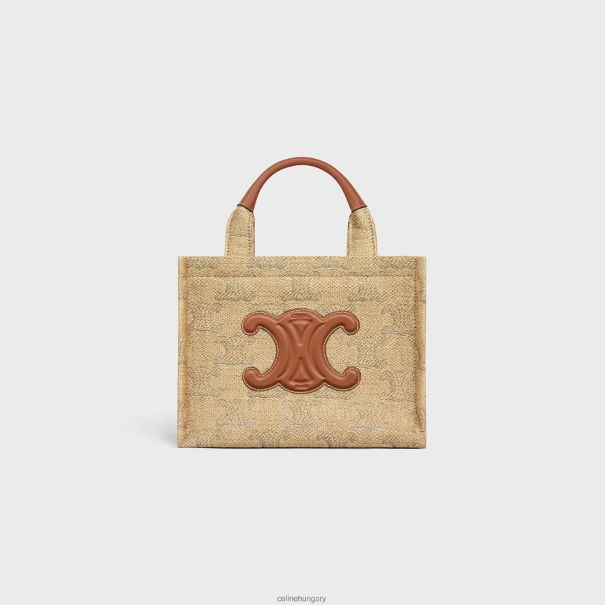 kiegészítők CELINE kis cabas thais raffia hatású textilből triomphe jacquarddal natúr/ezüst nők J6P488248
