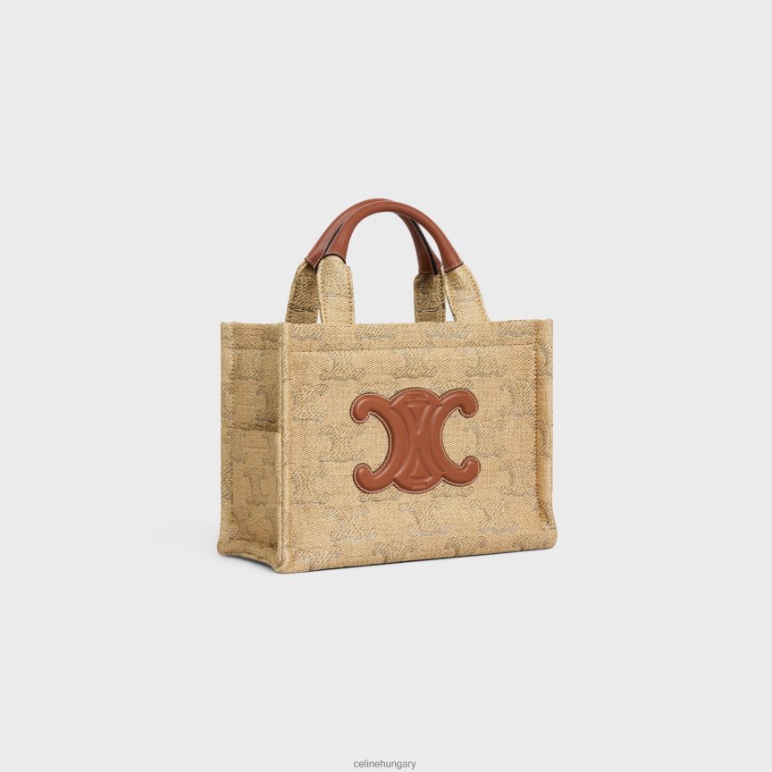 kiegészítők CELINE kis cabas thais raffia hatású textilből triomphe jacquarddal natúr/ezüst nők J6P488248